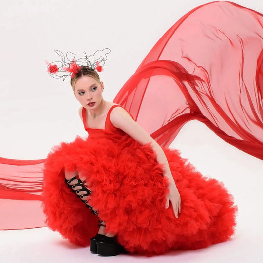 Captivate the Night in Scarlet Layered Tulle