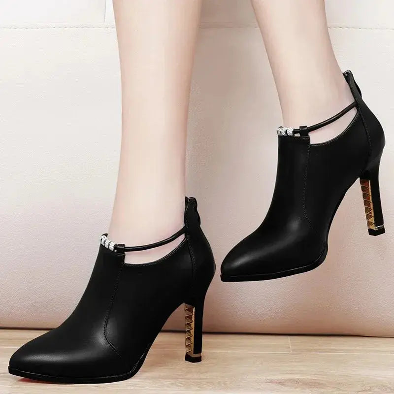Red Stiletto Ankle Boots - High Heel Booties