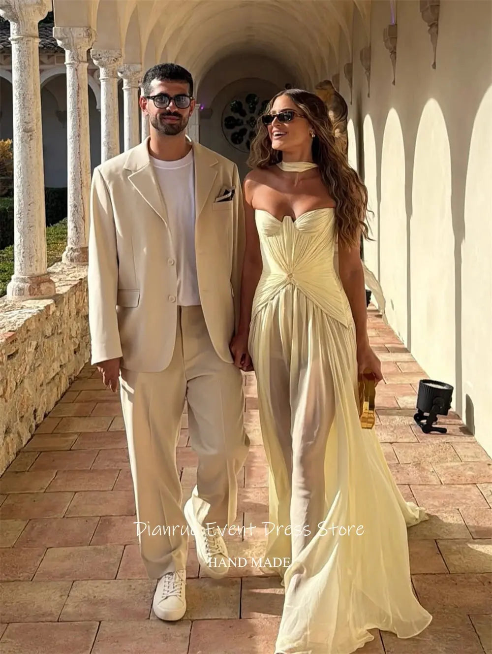 Captivate the Night: Yellow Chiffon Gala Gown