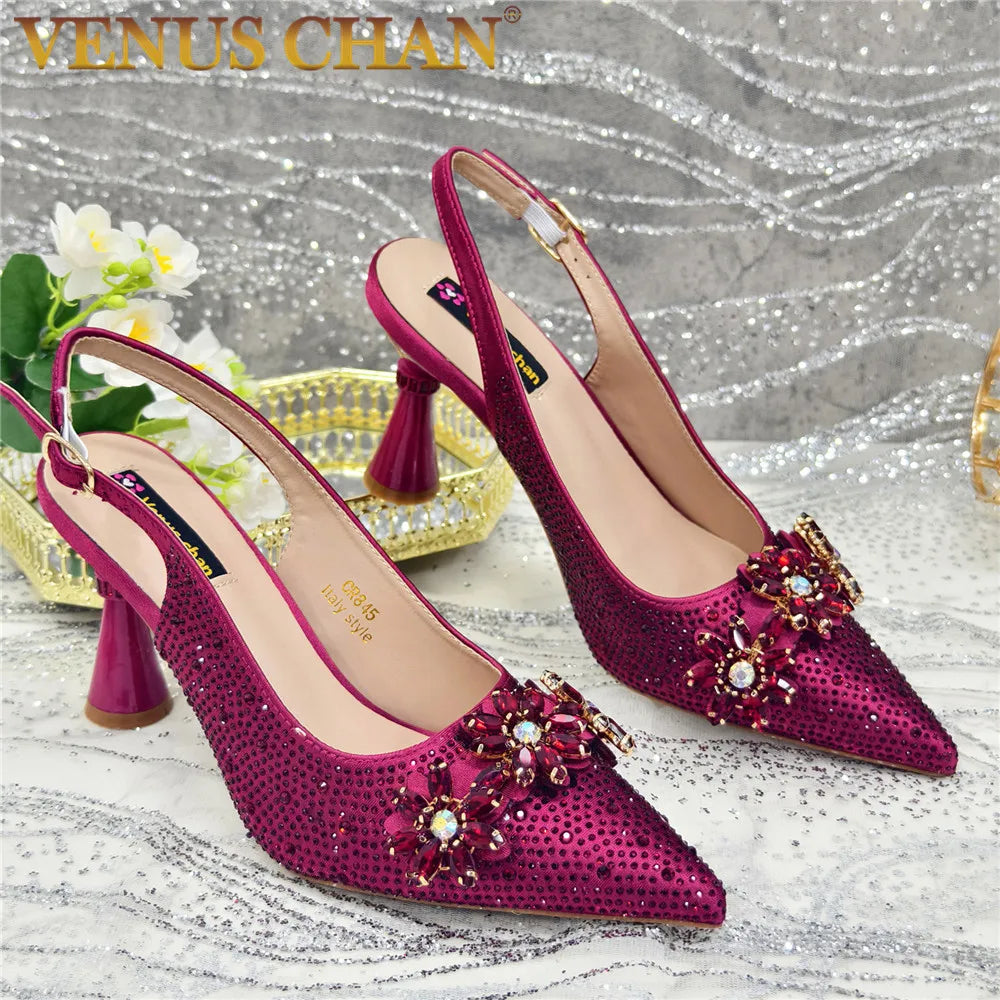 Rhinestone-Embellished African Wedding Heels for Women
