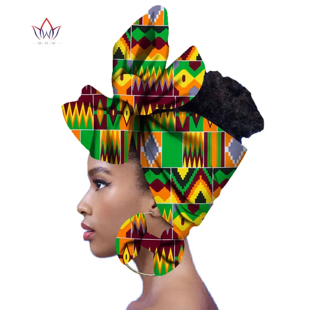 Ankara-Inspired Head Scarf & Earrings Set