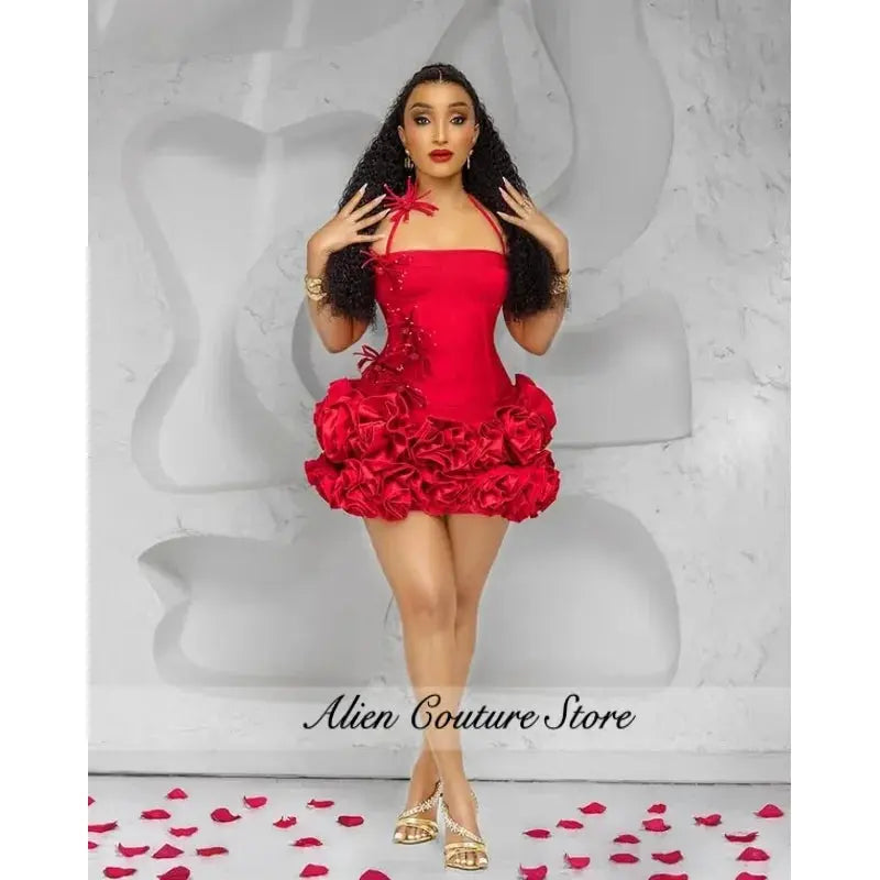Captivate the Room: Red Floral Cocktail Dress