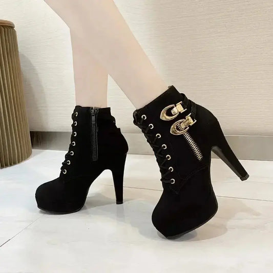 Glitter Ankle Boots - Sparkle High Heel Booties