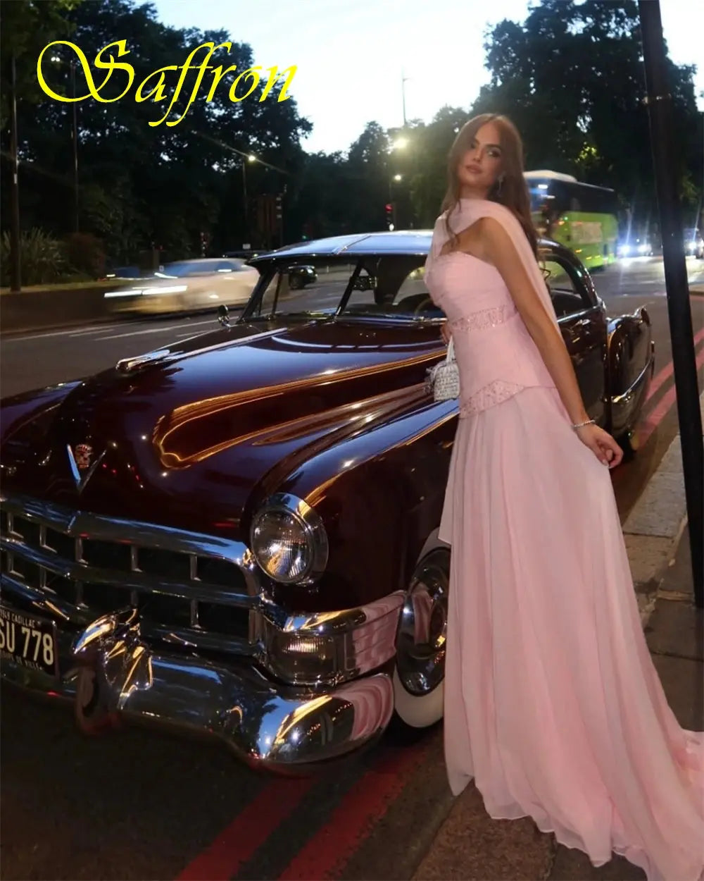 Moonlit Gala Strapless Chiffon Gown