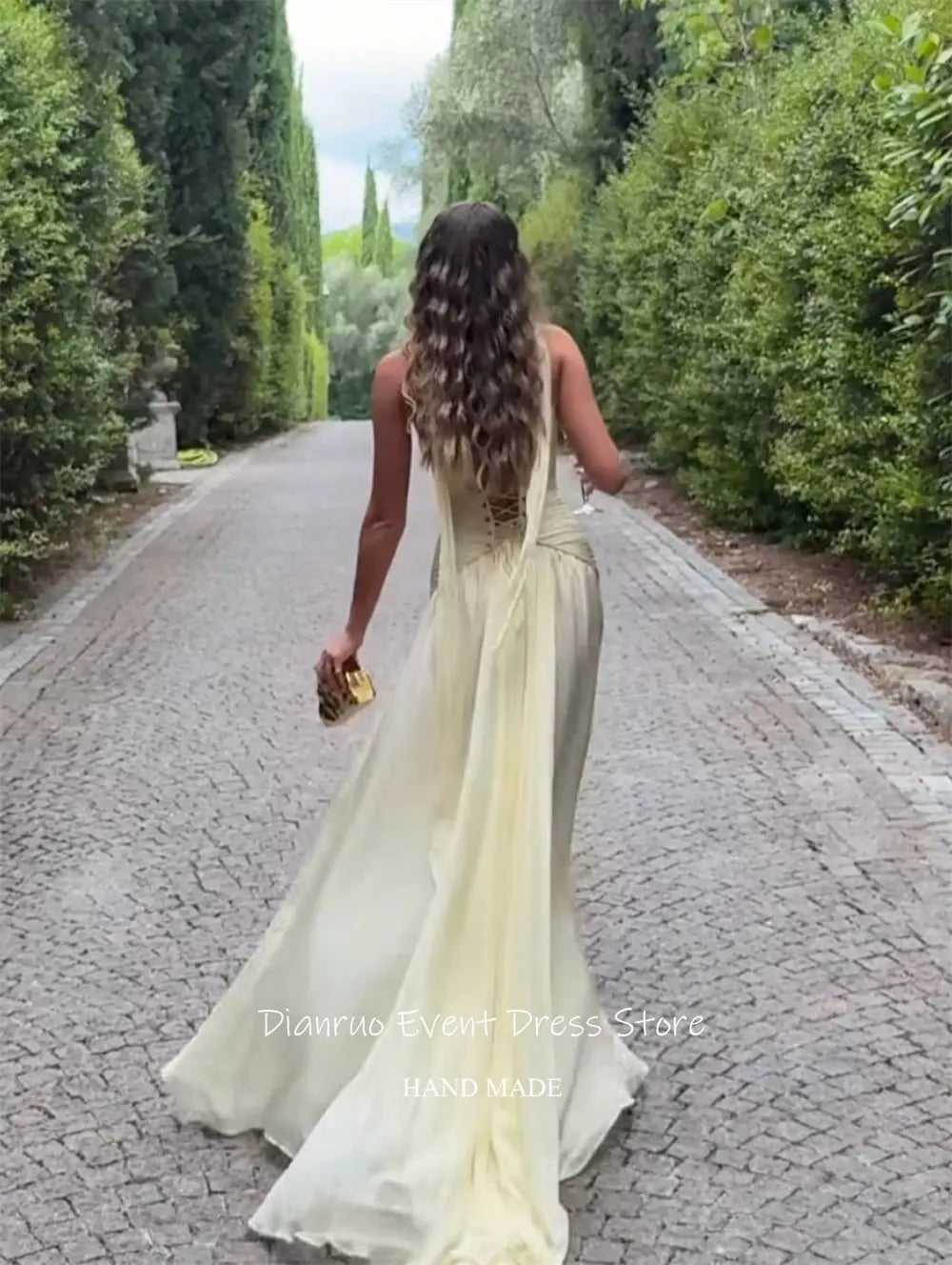 Captivate the Night: Yellow Chiffon Gala Gown