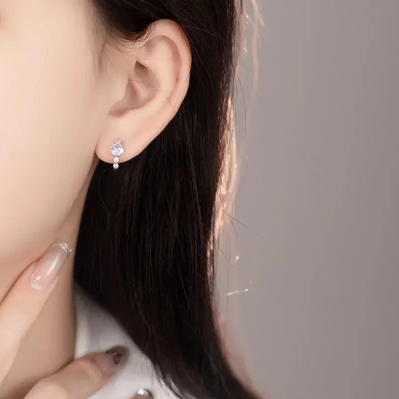 Sterling Silver Zircon Stud Earrings