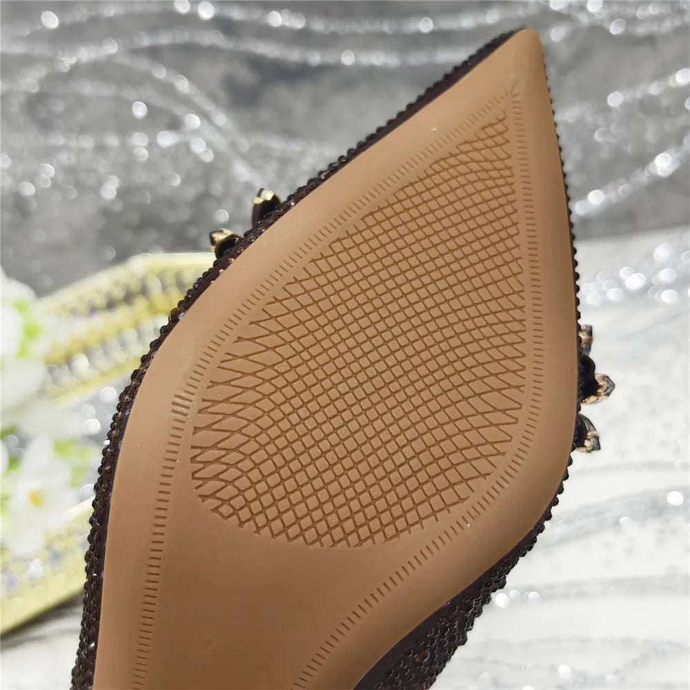 Rhinestone-Embellished African Wedding Heels for Women