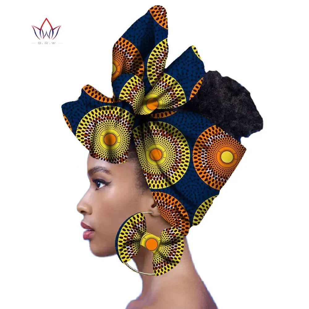 Ankara-Inspired Head Scarf & Earrings Set