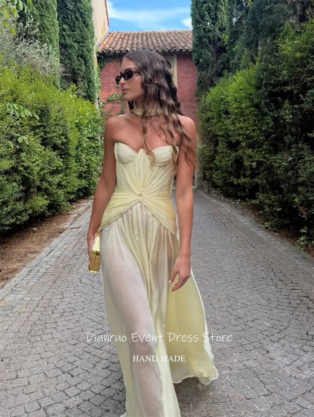 Captivate the Night: Yellow Chiffon Gala Gown