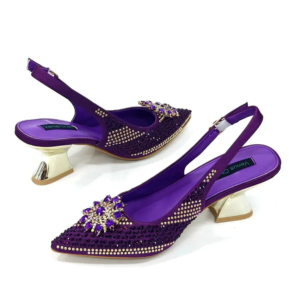 Royal Twilight Heels & Bag Set: Shine at Every Soirée