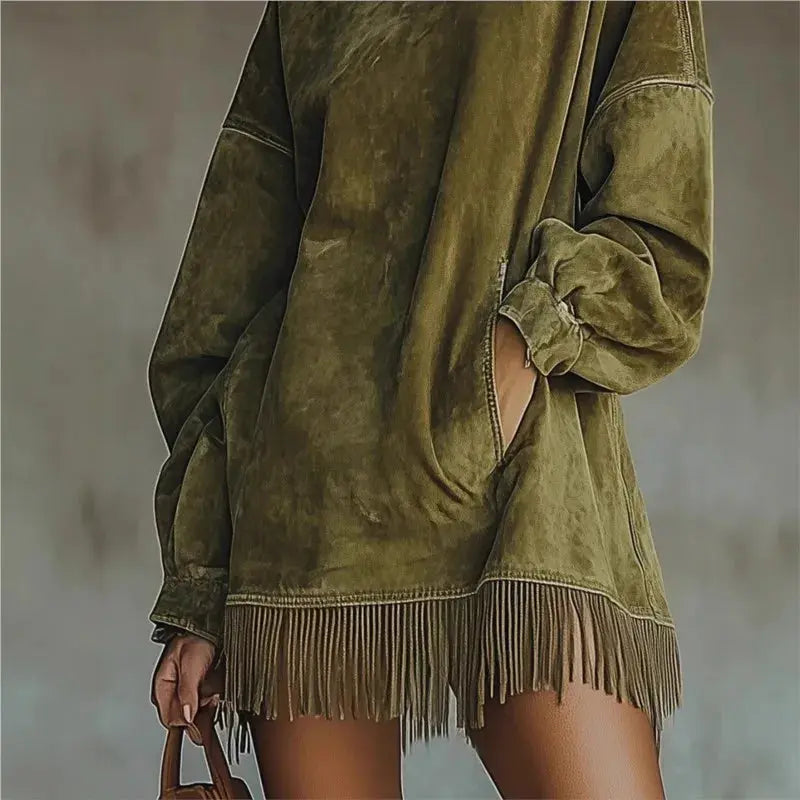 Tassel High-Collar Batwing Dress