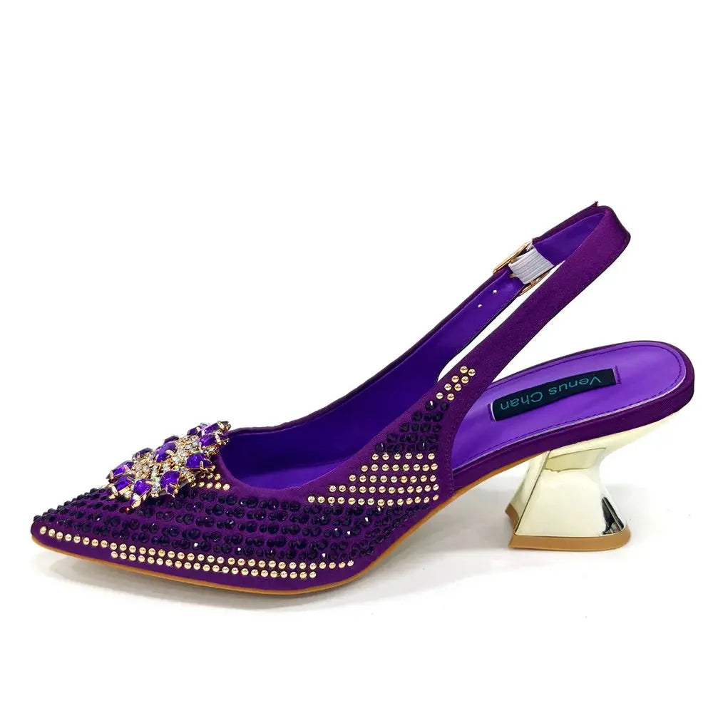 Royal Twilight Heels & Bag Set: Shine at Every Soirée