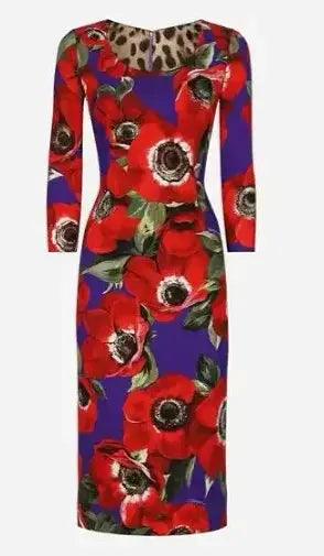 Midnight Floral Silk Dress