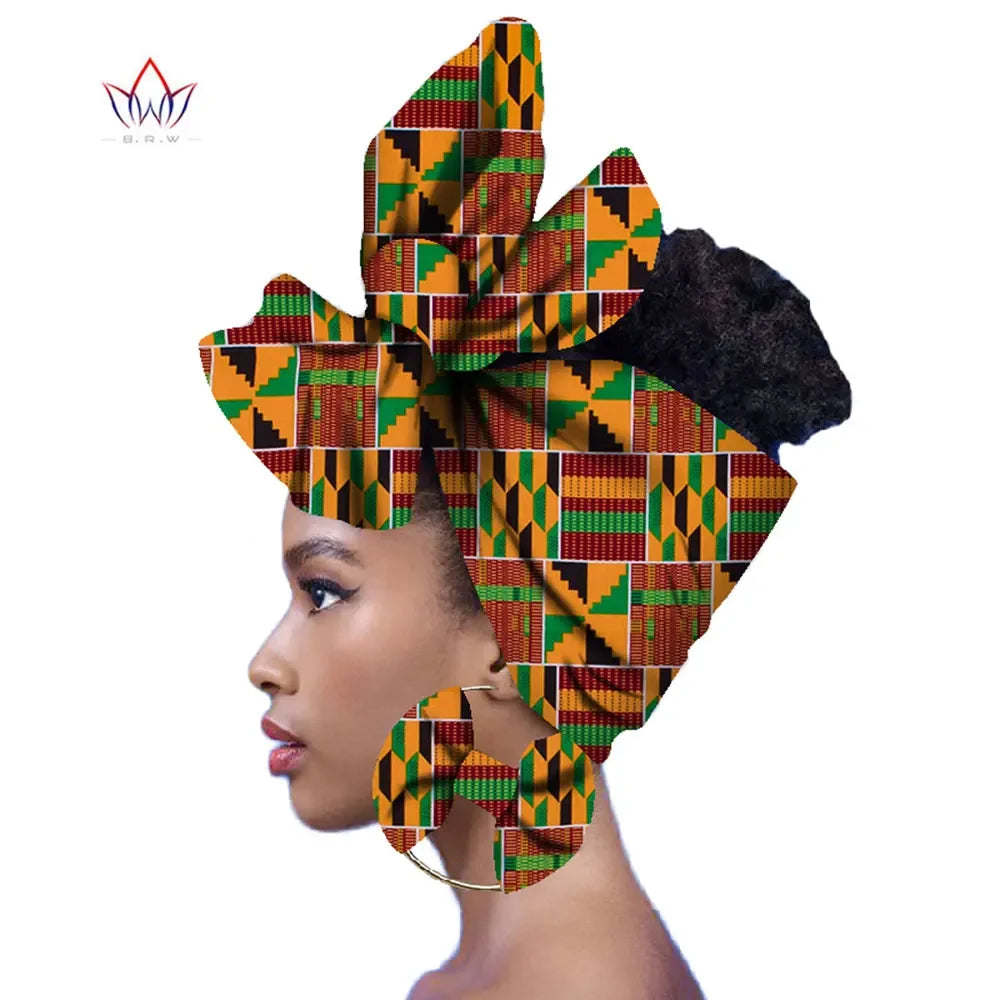 Ankara-Inspired Head Scarf & Earrings Set