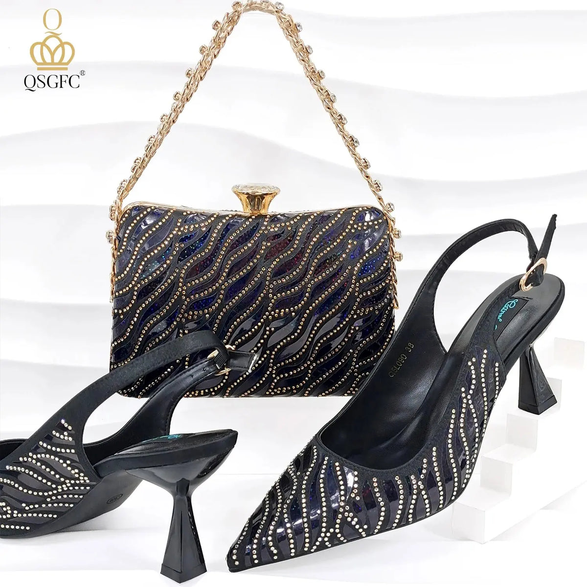 Golden Gala Nights Heels & Clutch Set
