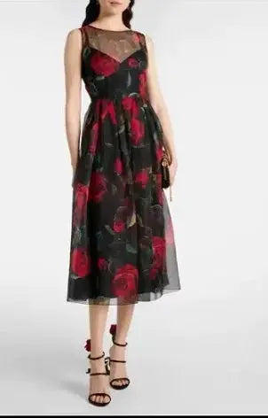 Midnight Floral Silk Dress