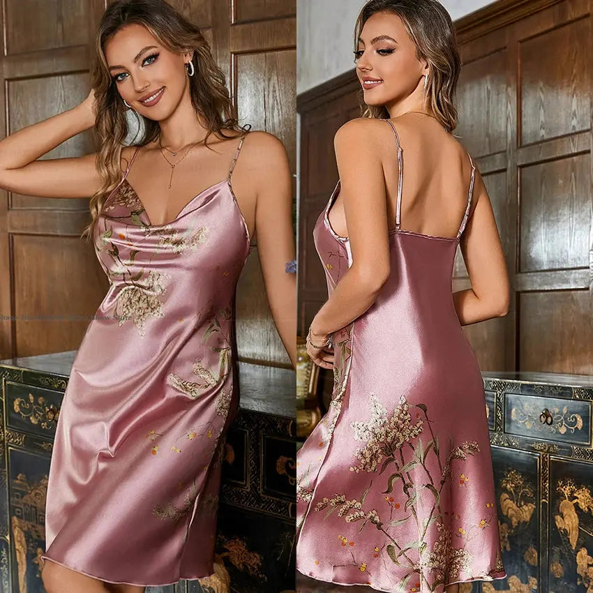 Slip into Luxe: Cherry Blossom Satin Robe Set