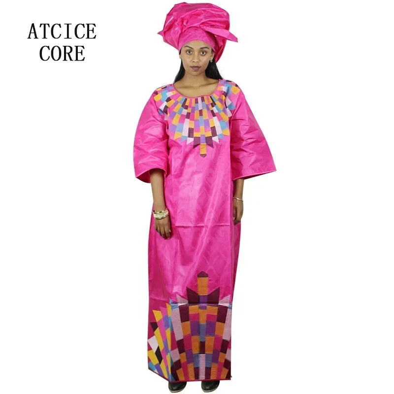 Embroidered Bazin-Style Dress