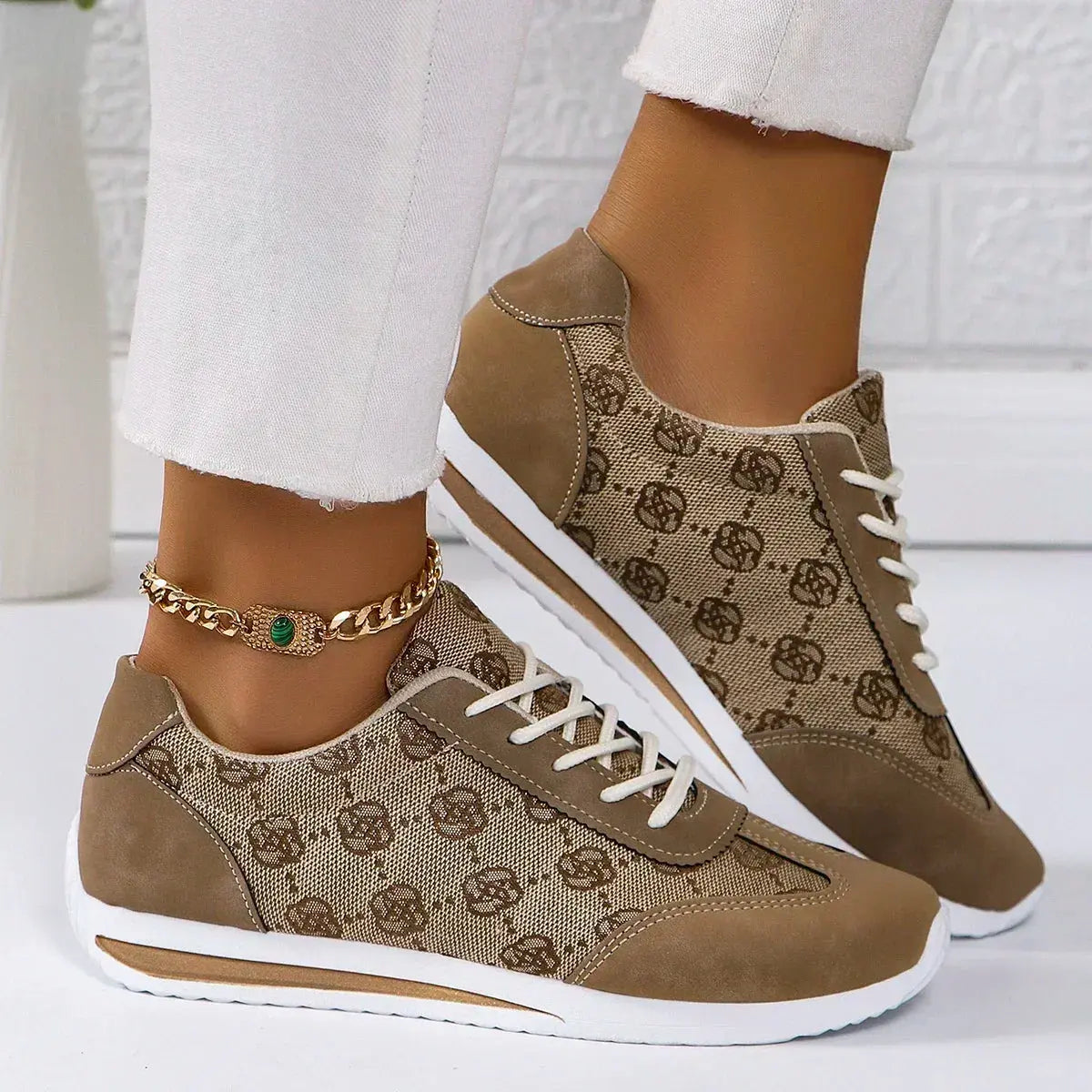 Floral Lace-Up Sneakers