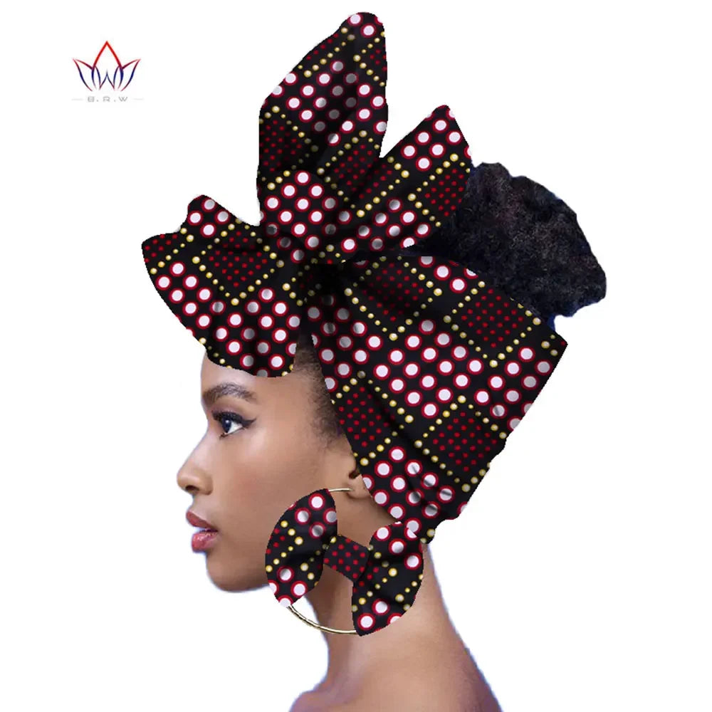 Ankara-Inspired Head Scarf & Earrings Set