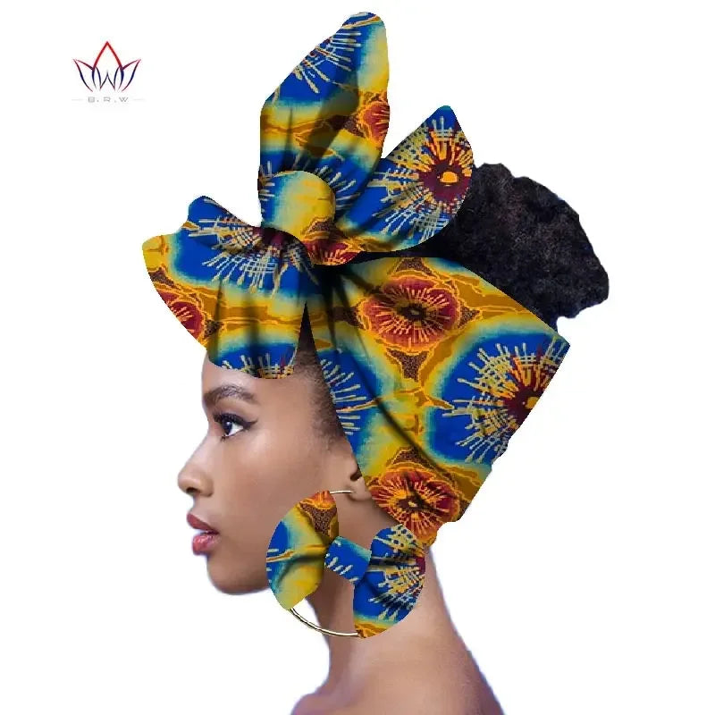 Ankara-Inspired Head Scarf & Earrings Set