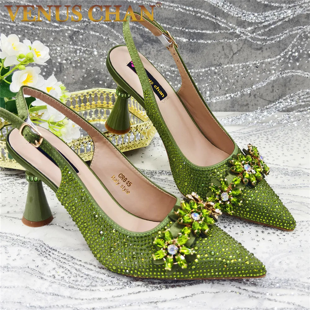 Rhinestone-Embellished African Wedding Heels for Women