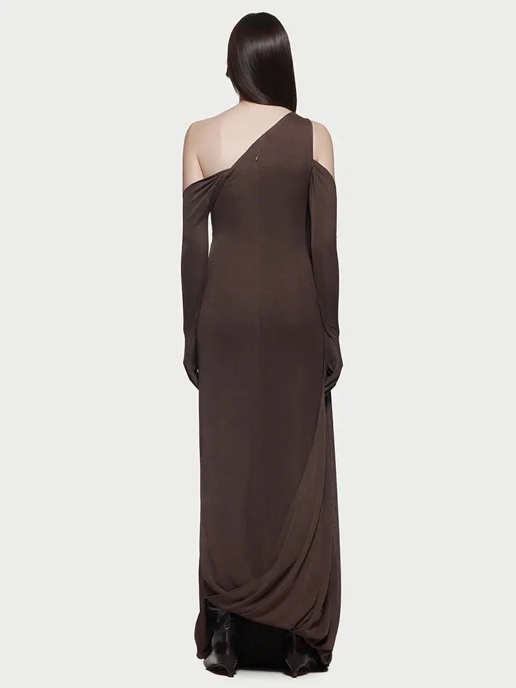 Asymmetrical Pleated Evening Dress