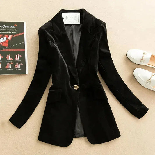 Velvet Single-Button Blazer
