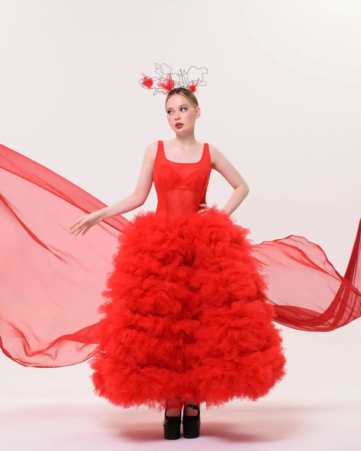 Captivate the Night in Scarlet Layered Tulle