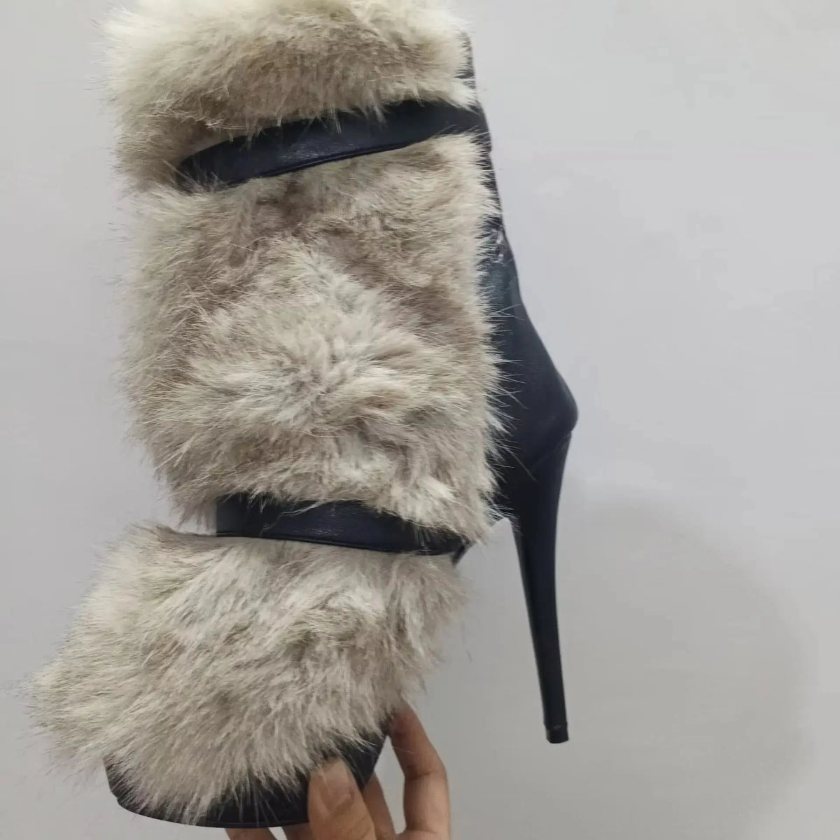 Black Embellished Leather Ankle Boots