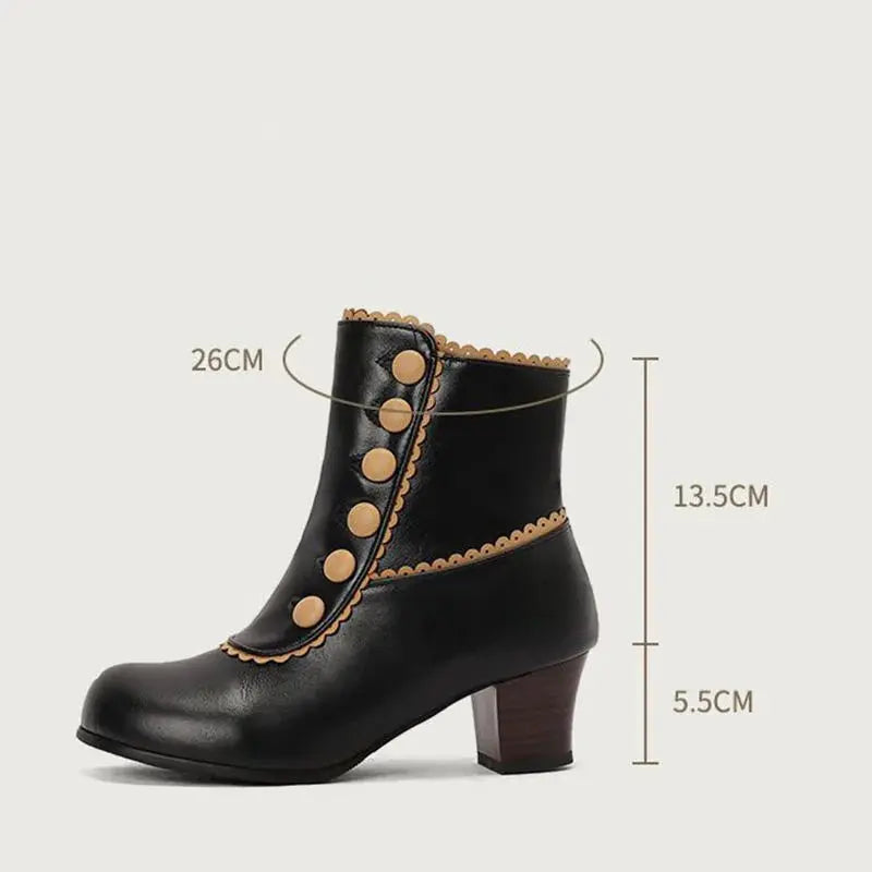 Metal Accent Ankle Boots - Edgy Block Heel Booties