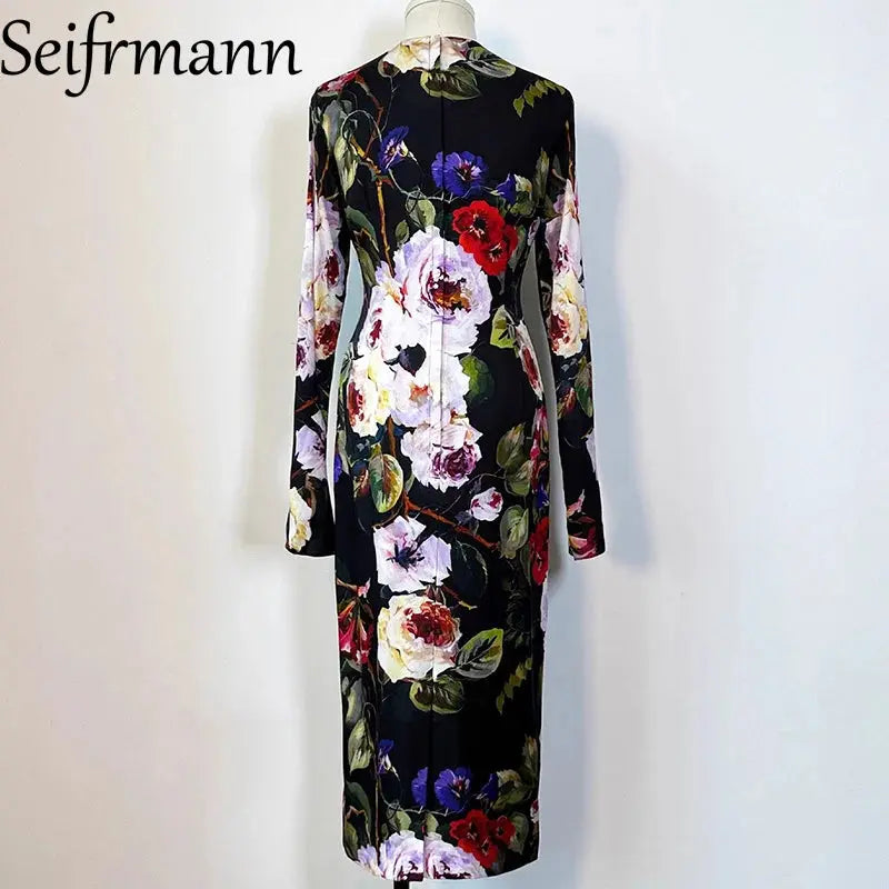 Midnight Floral Silk Dress