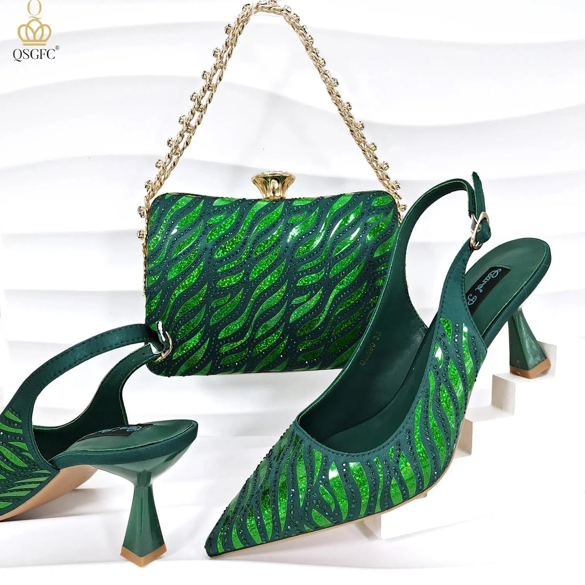 Golden Gala Nights Heels & Clutch Set