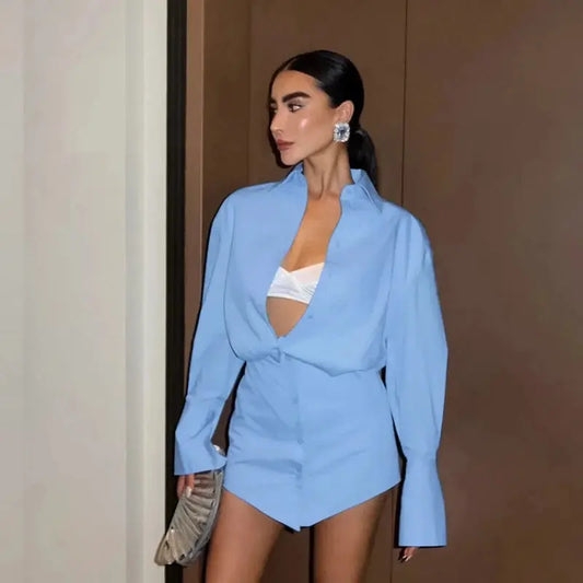 Turn-Down Collar Button Blouse