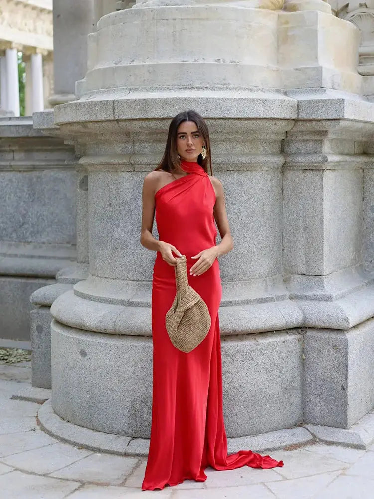 Midnight Allure Halter Gown
