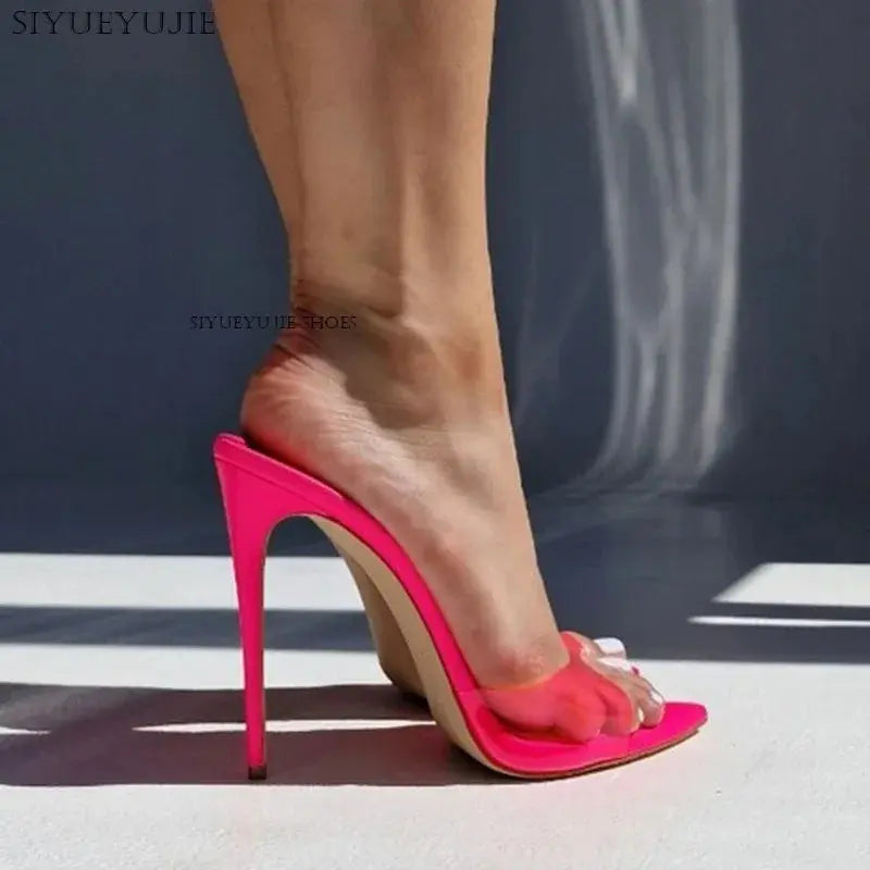 Leopard Stiletto Slippers in Kid Suede