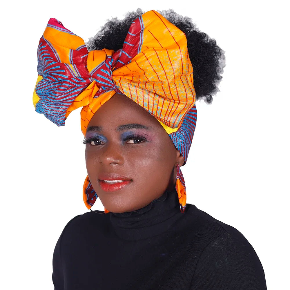 Ankara-Inspired Head Scarf & Earrings Set