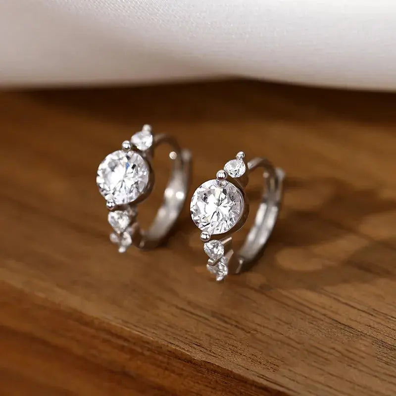 Sterling Silver Zircon Stud Earrings