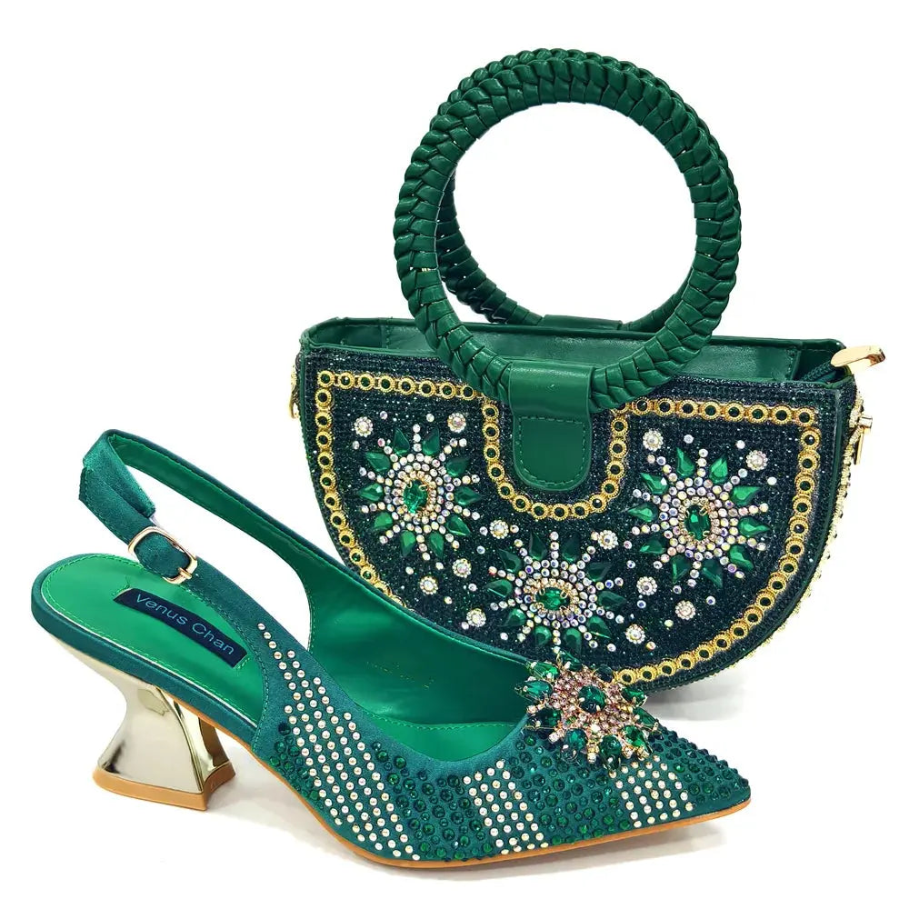 Royal Twilight Heels & Bag Set: Shine at Every Soirée