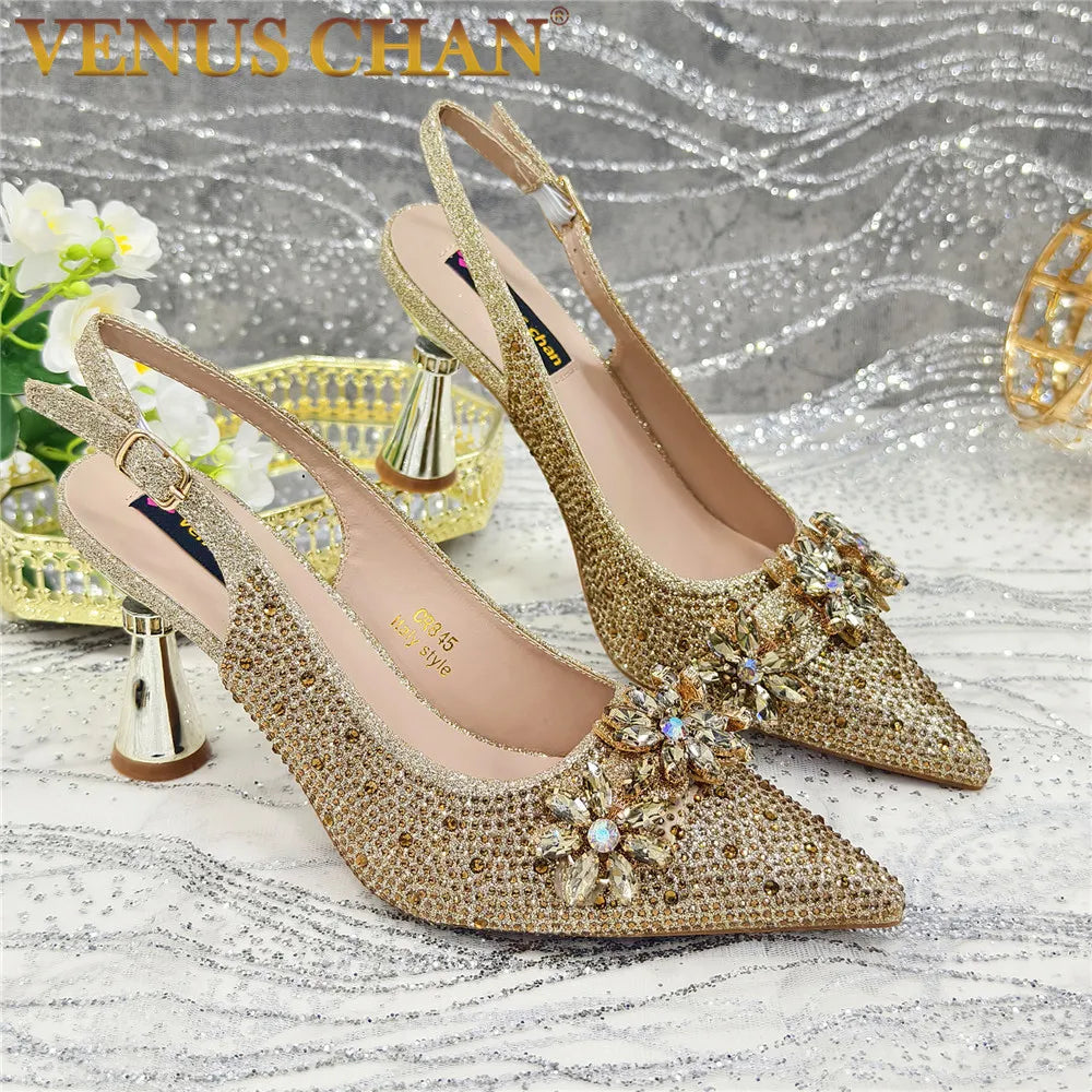 Rhinestone-Embellished African Wedding Heels for Women