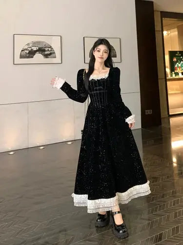 Midnight Whispers Velvet Dress