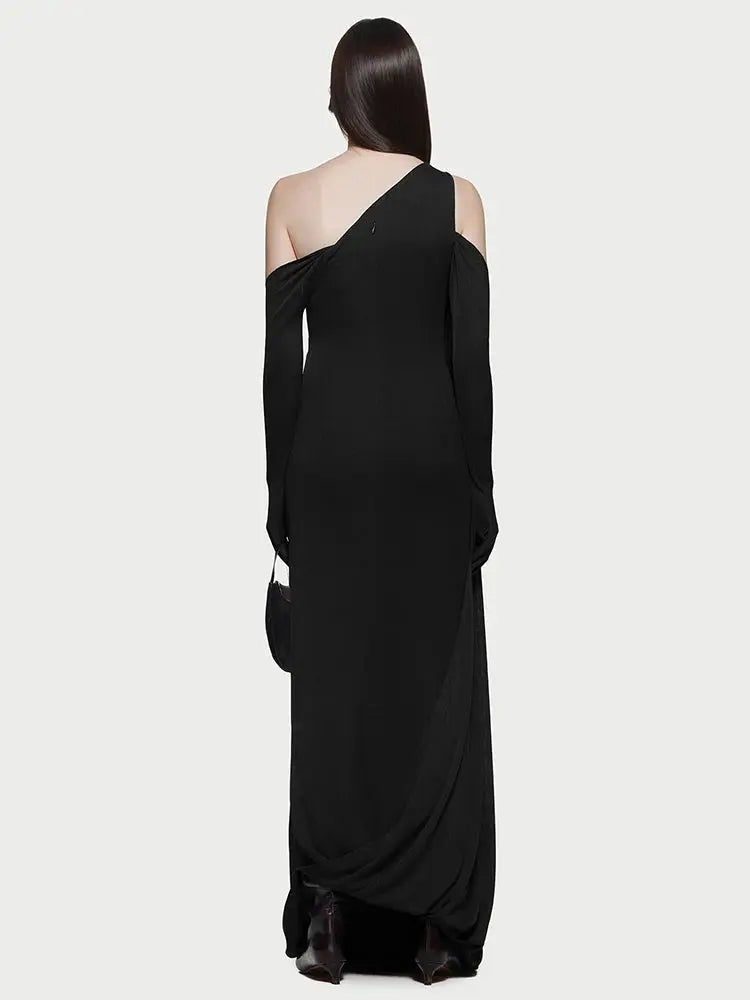 Asymmetrical Pleated Evening Dress