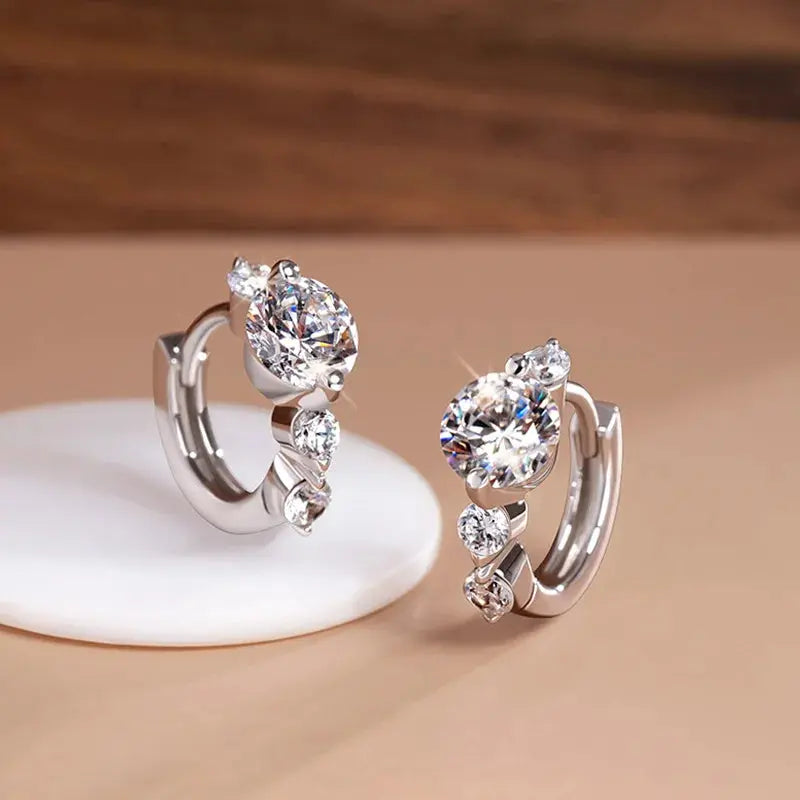 Sterling Silver Zircon Stud Earrings