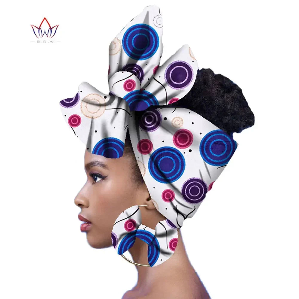 Ankara-Inspired Head Scarf & Earrings Set