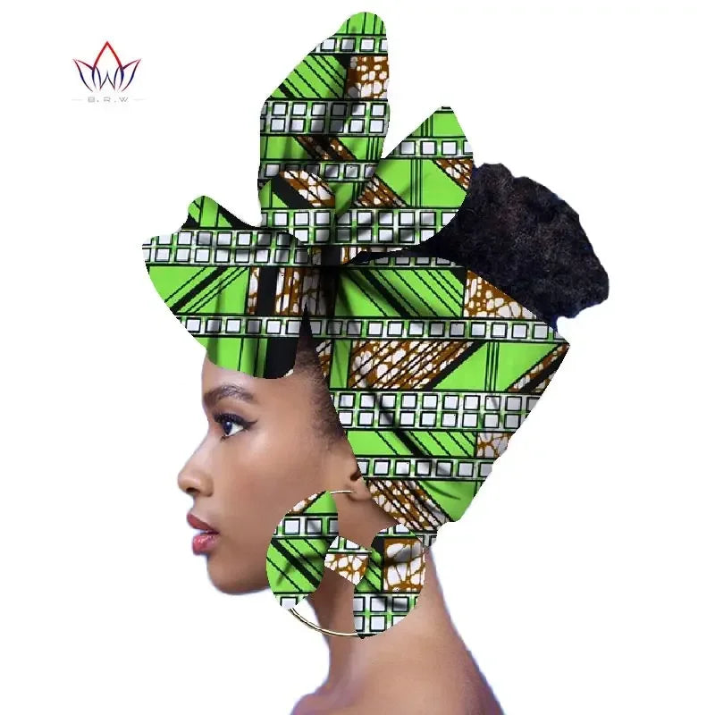 Ankara-Inspired Head Scarf & Earrings Set