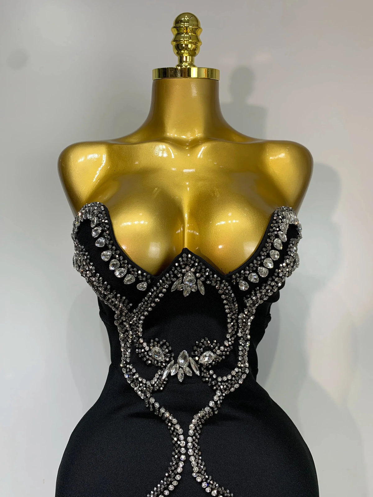 Strapless Beaded Ankle-Length Gown