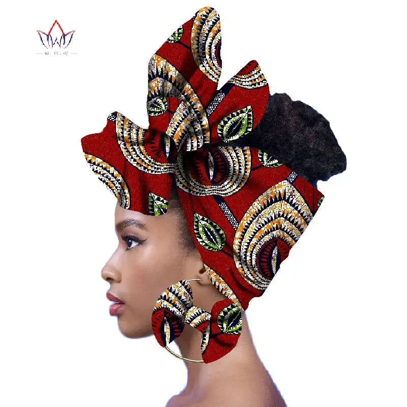 Ankara-Inspired Head Scarf & Earrings Set