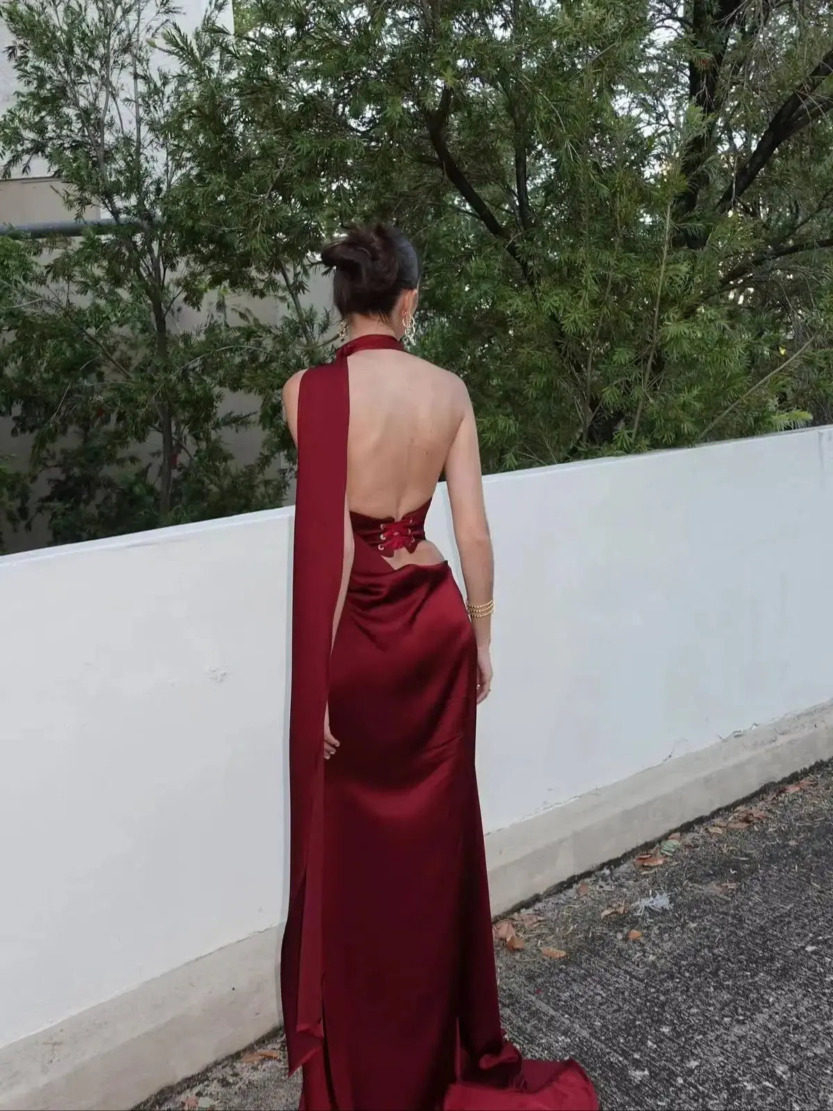 Burgundy Bliss Satin Gown