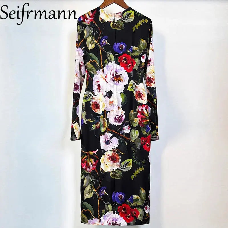 Midnight Floral Silk Dress