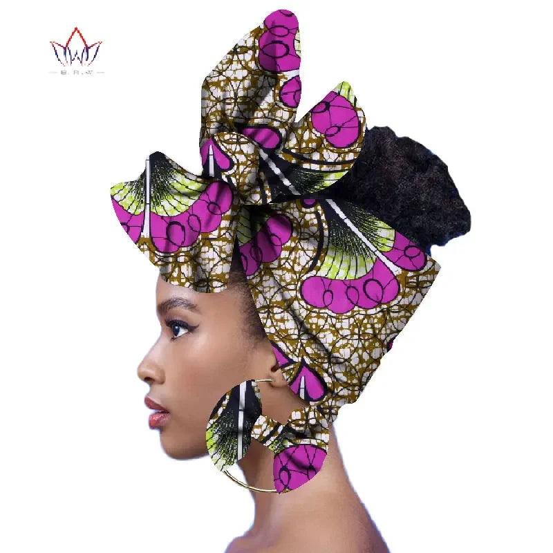 Ankara-Inspired Head Scarf & Earrings Set